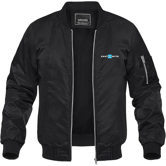 Men's Cartoonito Logo Lightweight Bomber Jacket Windbreaker Softshell Varsity Jacket Coat