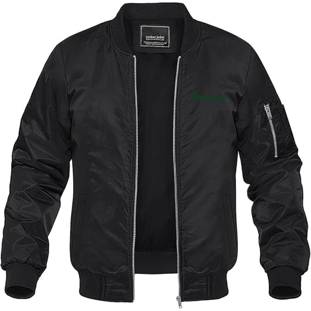 Men's Barbour Logo Lightweight Bomber Jacket Windbreaker Softshell Varsity Jacket Coat