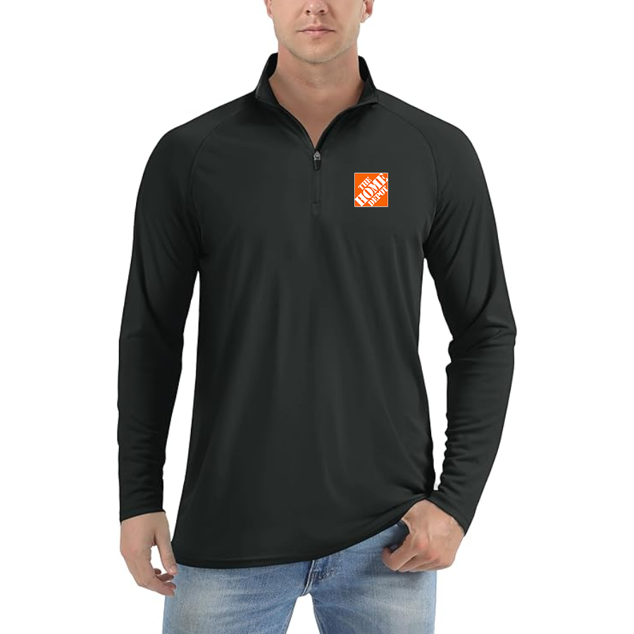 Men's The Home Depot Lightweight Quarter-Zip Athletic Shirt Long Sleeve Performance - Black