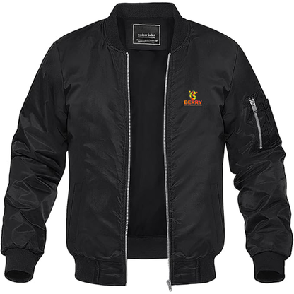 Men's Berry Logo Lightweight Bomber Jacket Windbreaker Softshell Varsity Jacket Coat