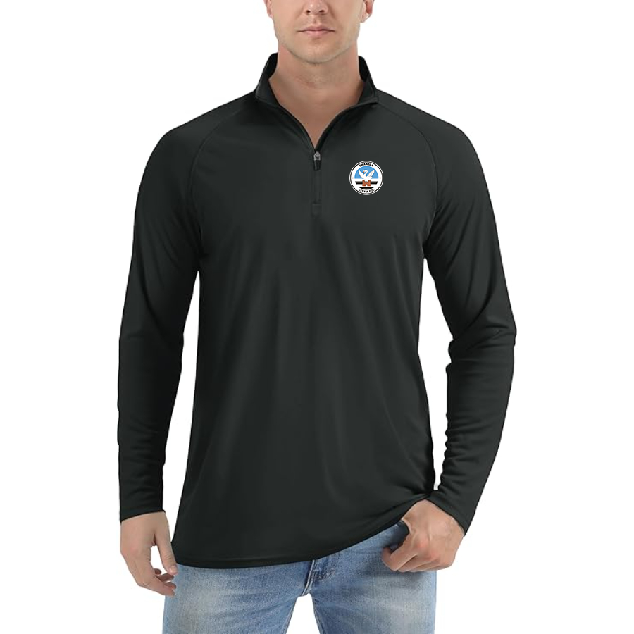 Men's Swansea City Soccer Lightweight Quarter-Zip Athletic Shirt Long Sleeve - Black