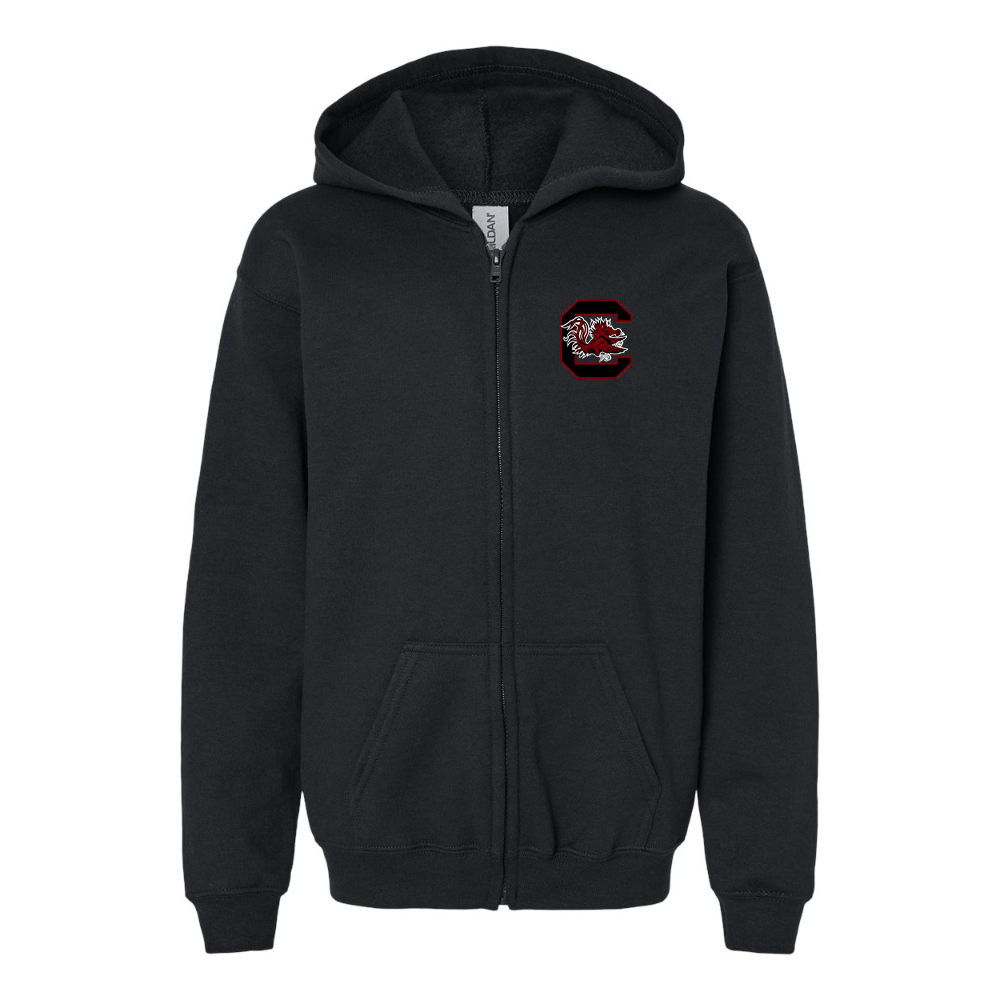 Gildan Heavy Blend Youth South Carolina Gamecocks Logo Full Zip Hooded Sweatshirt