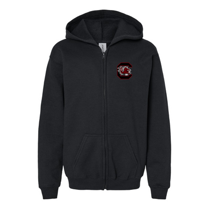 Gildan Heavy Blend Youth South Carolina Gamecocks Logo Full Zip Hooded Sweatshirt