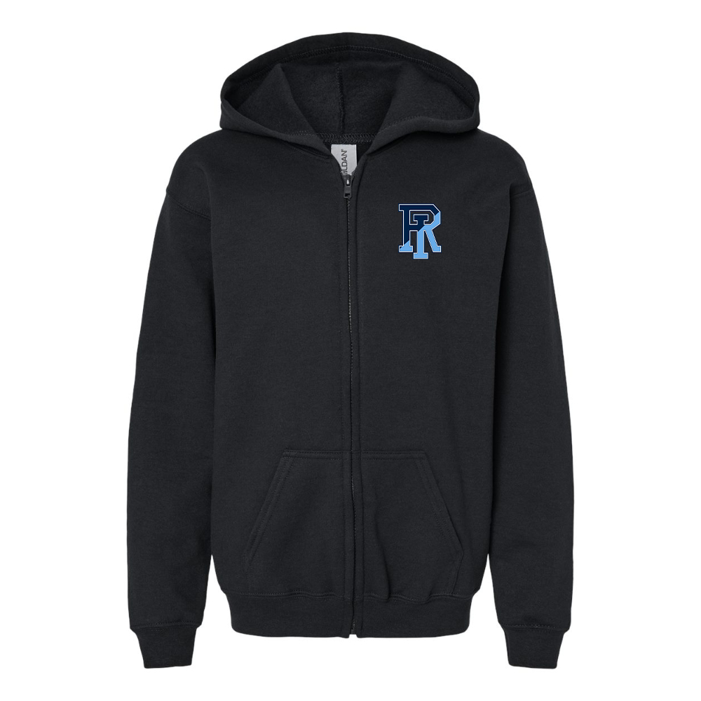 Gildan Heavy Blend Youth Rhode Island Rams Logo Full Zip Hooded Sweatshirt