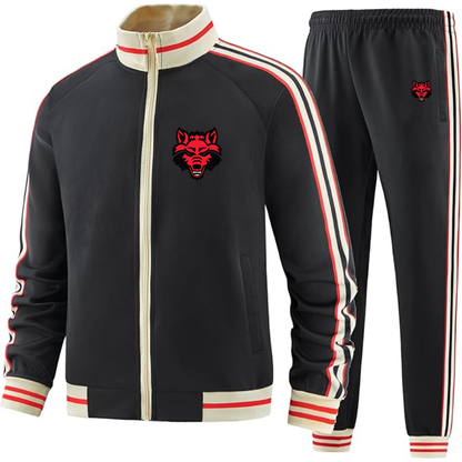 Men's   Arkansas State Red Wolves Two Piece Designer Tracksuit with Bold Striped Accents and Zippered Front Elevated Athletic Wear