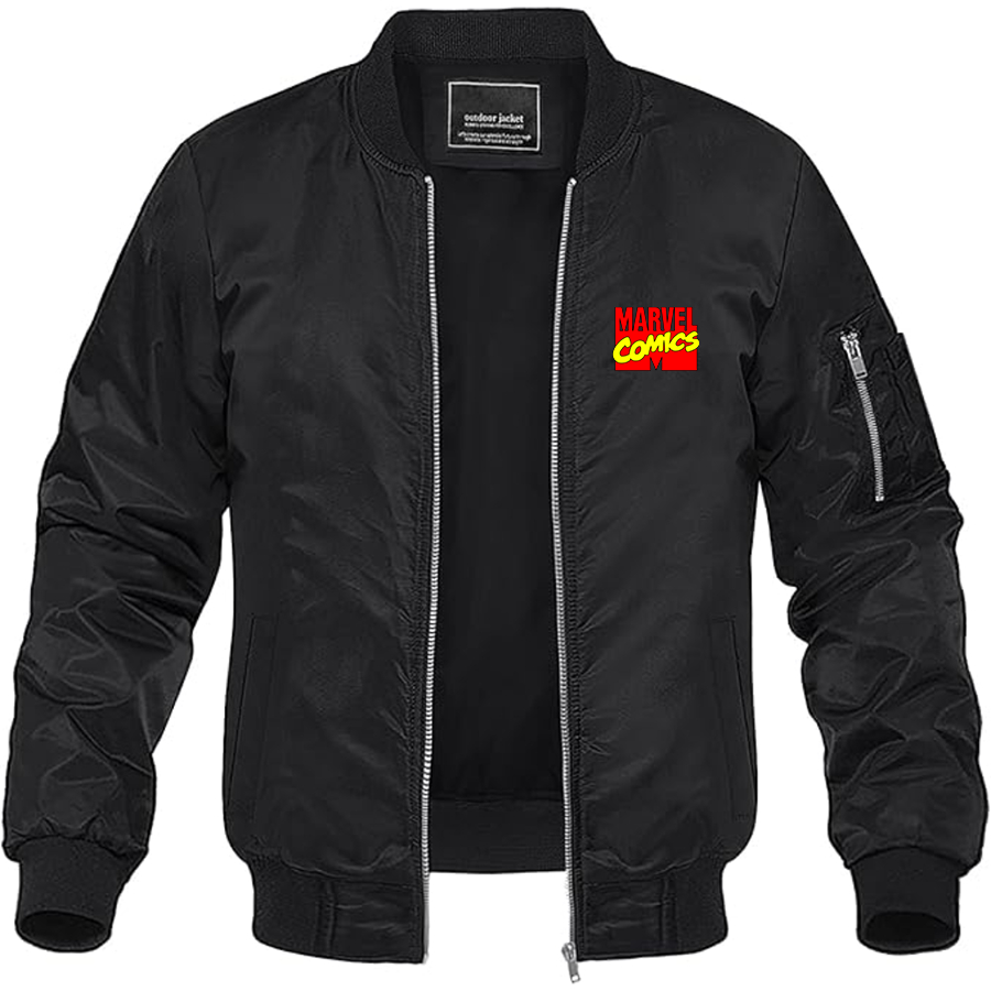 Men's Marvel Comics Logo Lightweight Bomber Jacket Windbreaker Softshell Varsity Jacket Coat