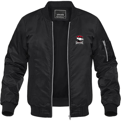 Men's Charlotte Checkers Logo Lightweight Bomber Jacket Windbreaker Softshell Varsity Jacket Coat