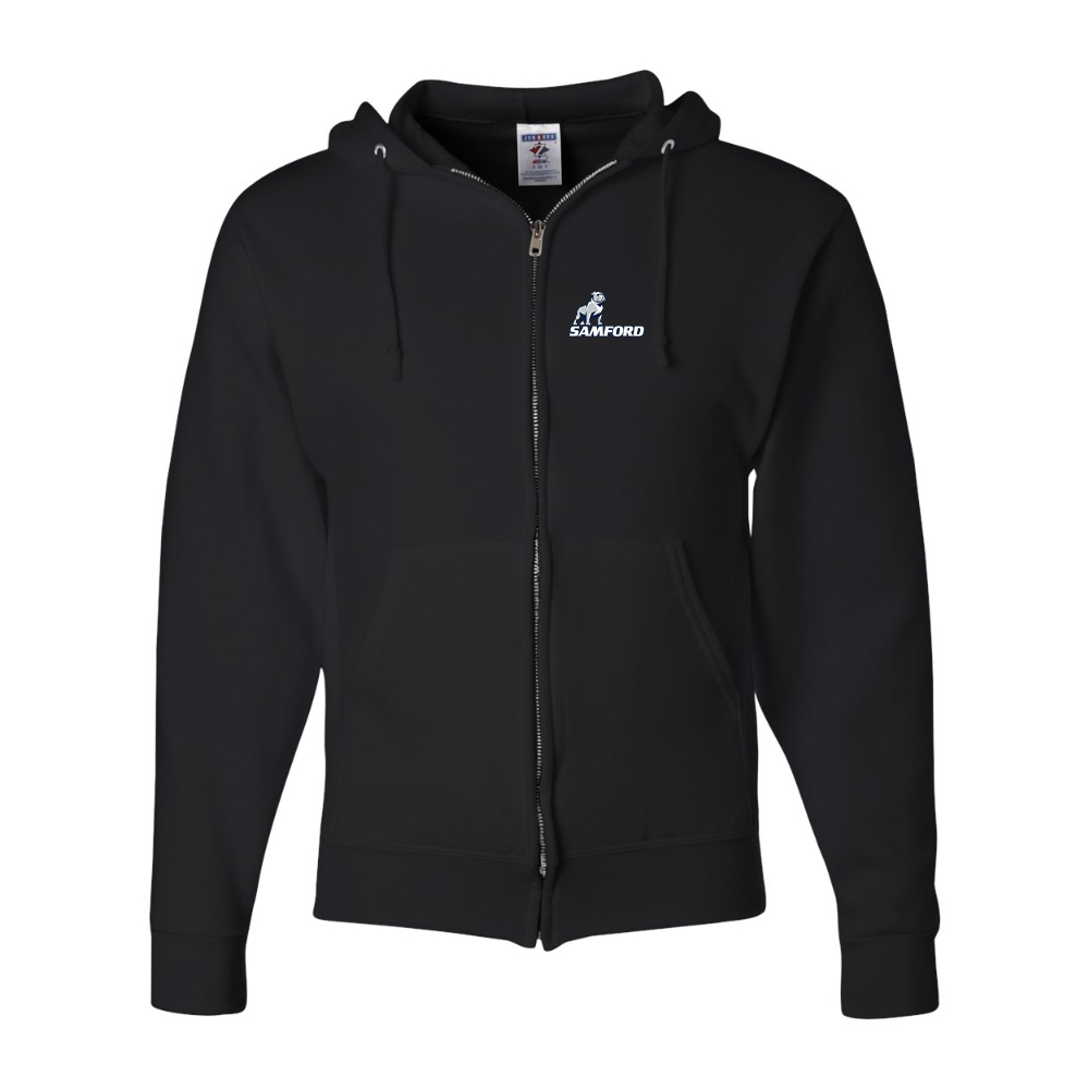 Men's Samford Bulldogs Logo JERZEES NuBlend Full-Zip Hooded Sweatshirt
