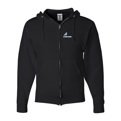 Men's Samford Bulldogs Logo JERZEES NuBlend Full-Zip Hooded Sweatshirt
