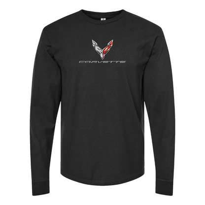 Men's Corvette Logo Cotton Long Sleeve T-Shirt