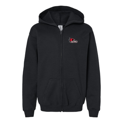Gildan Heavy Blend Youth SEMO Redhawks Logo Full Zip Hooded Sweatshirt
