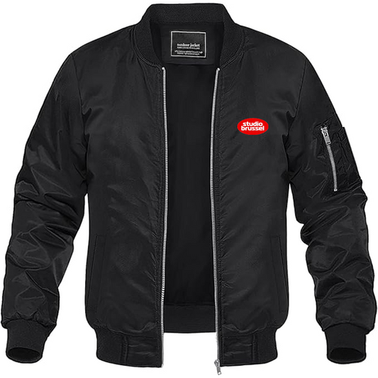 Men's Studio Brussel Lightweight Bomber Jacket Windbreaker Softshell Varsity Jacket Coat