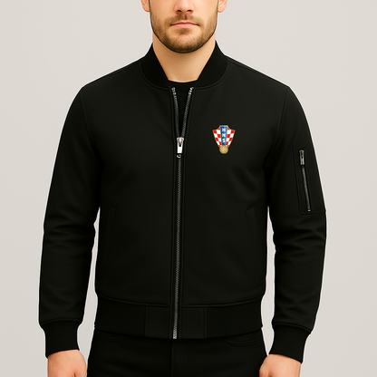 Men's Croatia National Soccer Team Lightweight Bomber Jacket - Black