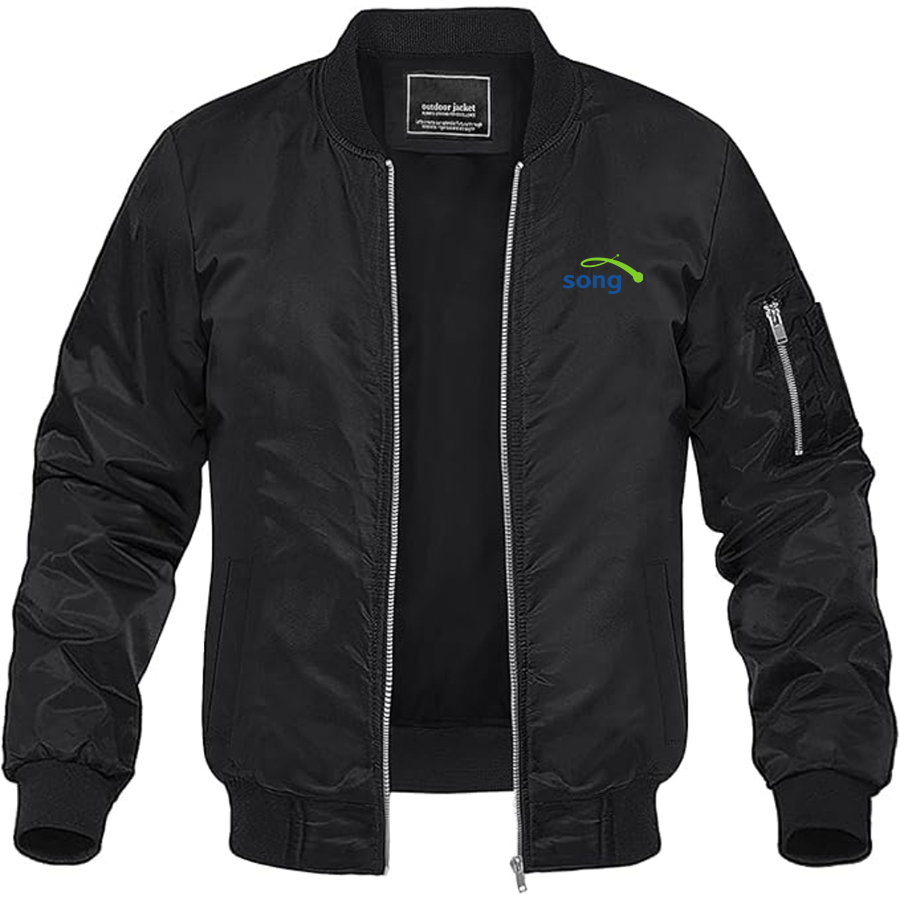 Men's Song Logo Lightweight Bomber Jacket Windbreaker Softshell Varsity Jacket Coat