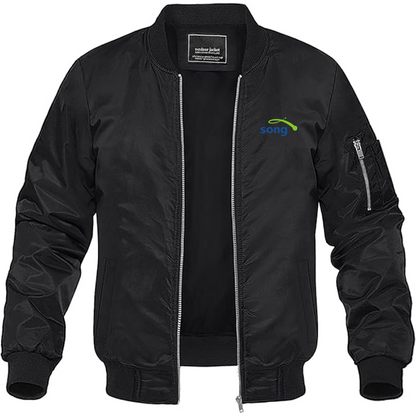 Men's Song Logo Lightweight Bomber Jacket Windbreaker Softshell Varsity Jacket Coat