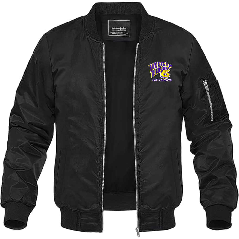 Men's Western Illinois Leathernecks Lightweight Bomber Jacket - Black