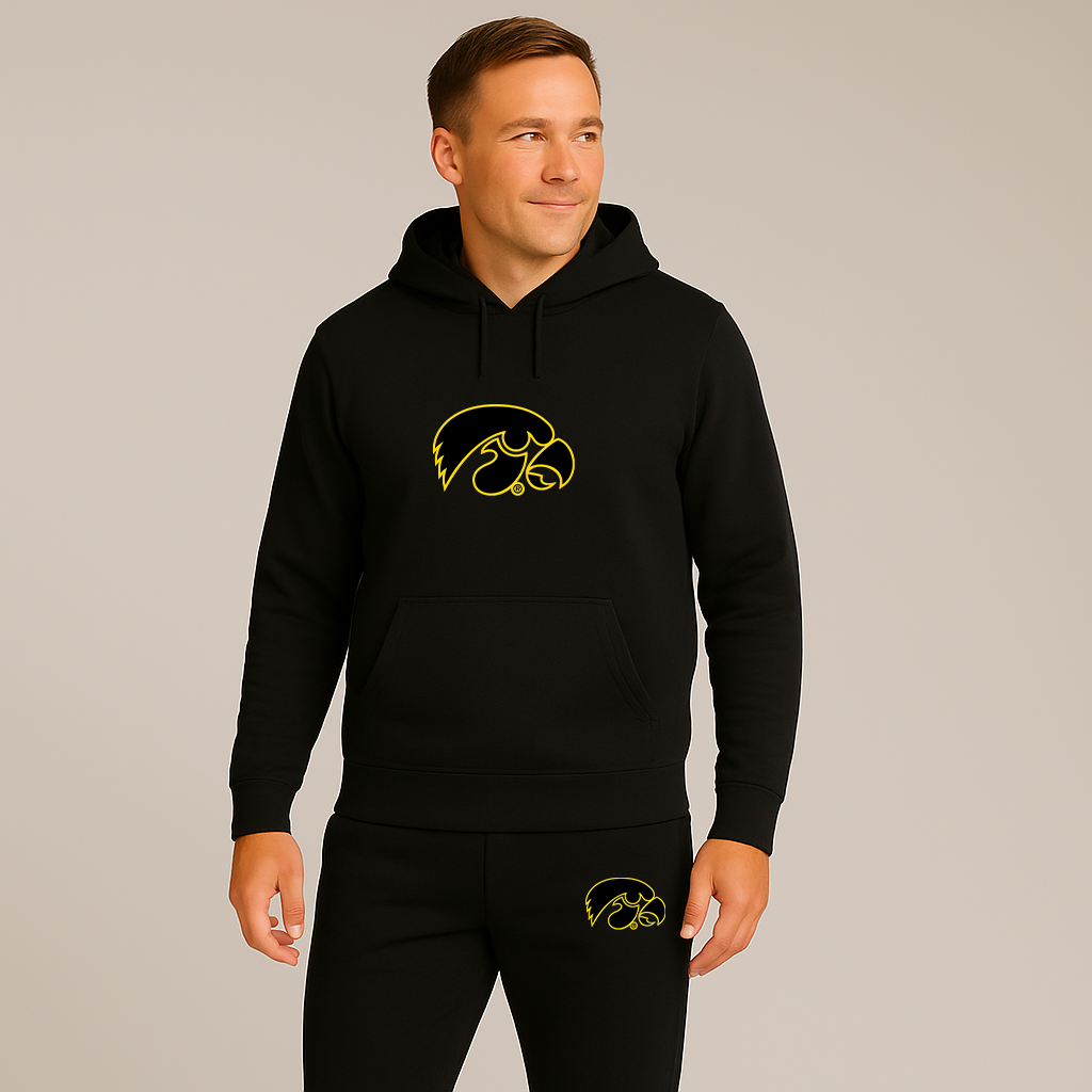 Men's Iowa Hawkeyes Logo Hoodie Joggers Set