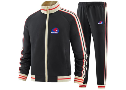 Men's UMass Lowell River Hawks Tracksuit with Bold Striped Accents and Zippered Front Athletic Wear