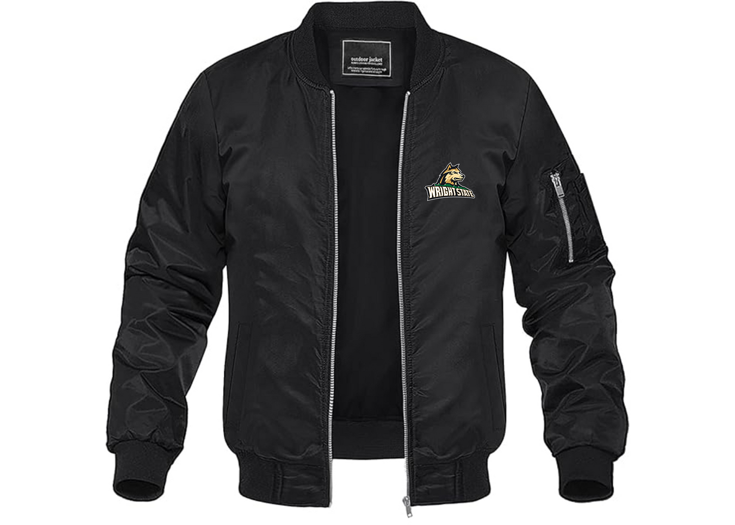 Men's Wright State Raiders Lightweight Bomber Jacket Windbreaker Softshell Varsity Jacket Coat