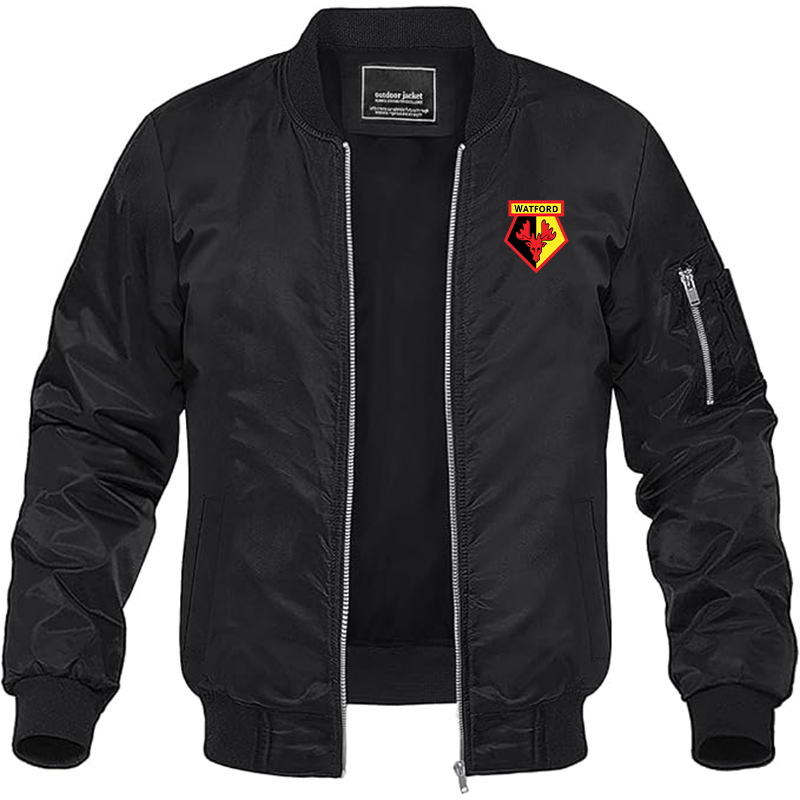 Men's Watford Soccer Lightweight Bomber Jacket - Black