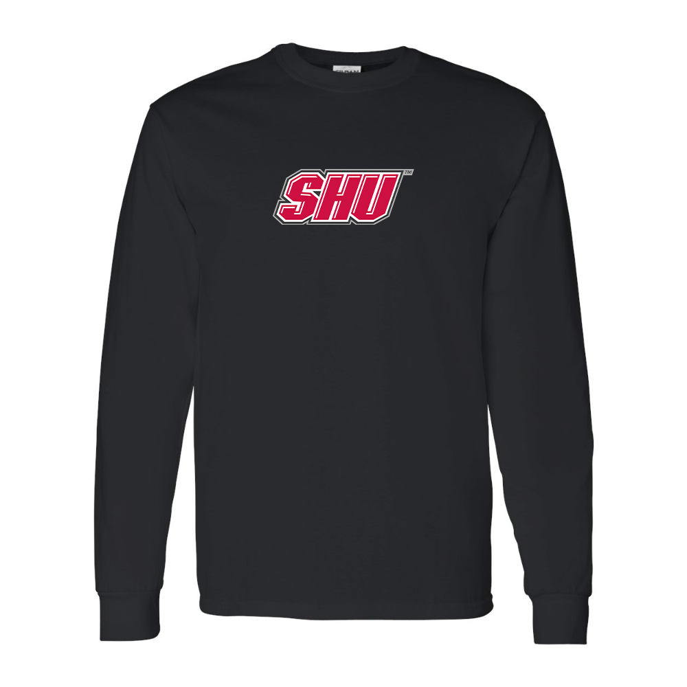 Men's Sacred Heart Pioneers Logo Gildan Heavy Cotton Long Sleeve T-Shirt