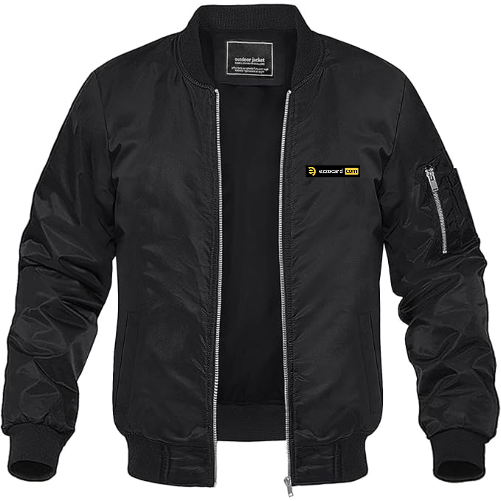 Men's Ezzocard Logo Lightweight Bomber Jacket Windbreaker Softshell Varsity Jacket Coat