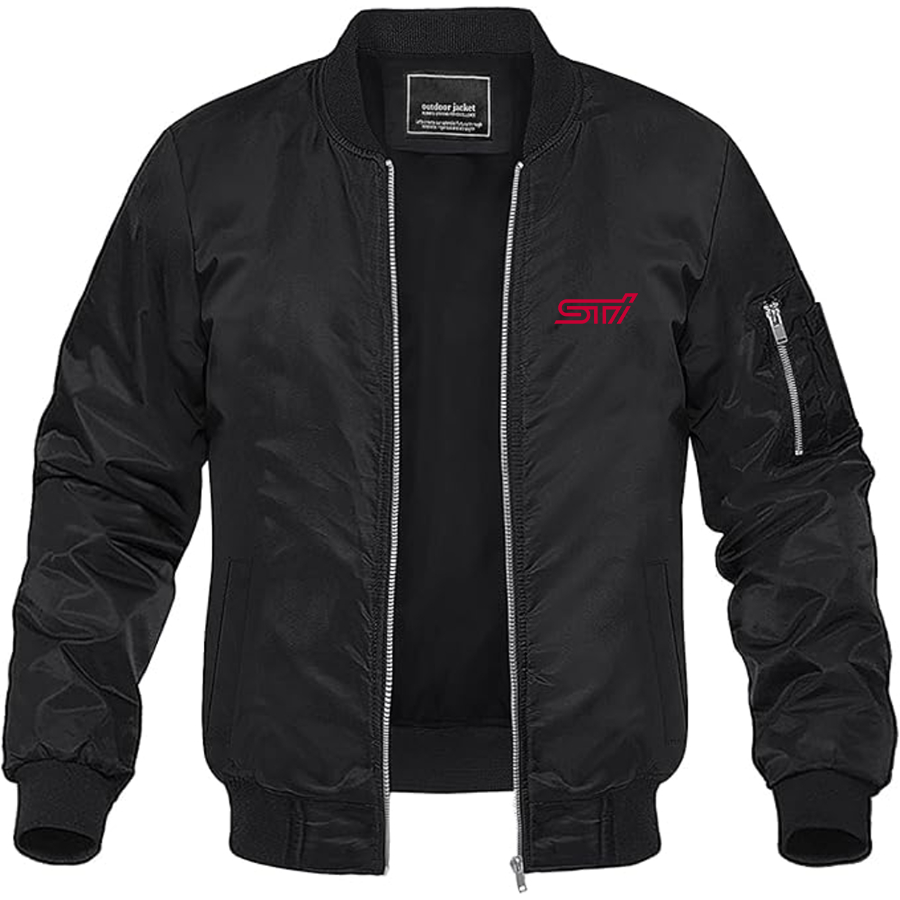 Men's STI  Logo Lightweight Bomber Jacket Windbreaker Softshell Varsity Jacket Coat