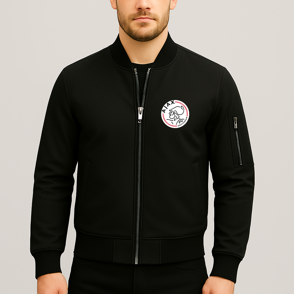 Men's Amsterdamsche FC Ajax Lightweight Bomber Jacket - Black