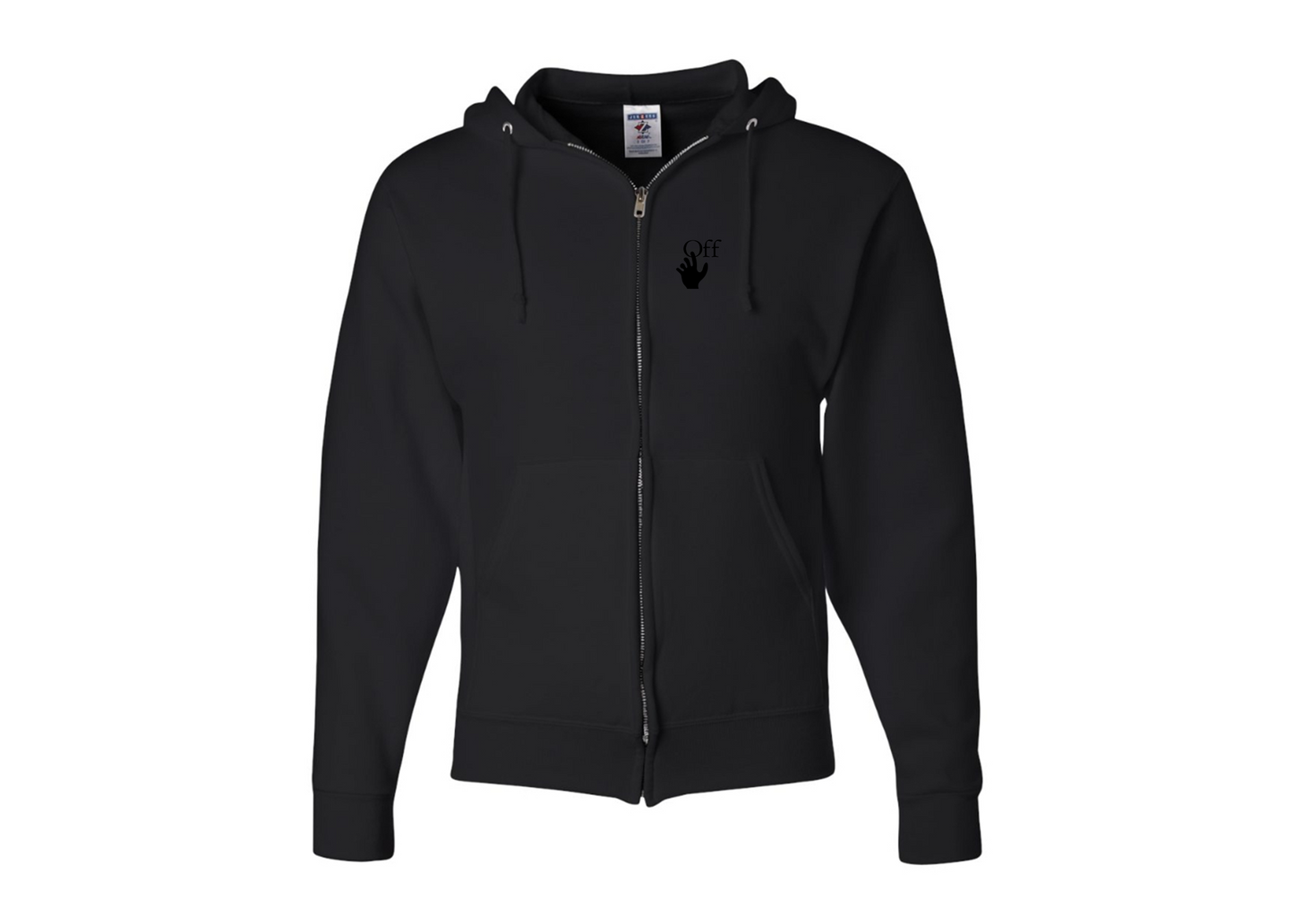Men's Off-White Hand JERZEES NuBlend Full-Zip Hooded Sweatshirt