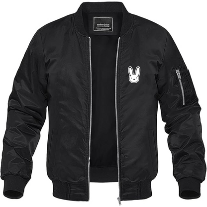 Men's Bad Bunny Logo Lightweight Bomber Jacket Windbreaker Softshell Varsity Jacket Coat