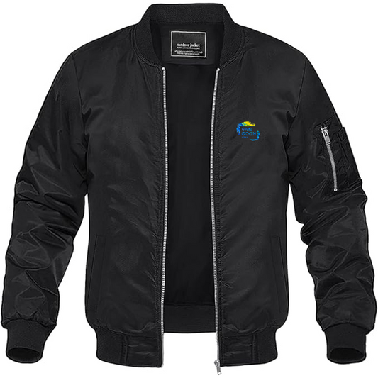 Men's Van Gogh Logo Lightweight Bomber Jacket Windbreaker Softshell Varsity Jacket Coat