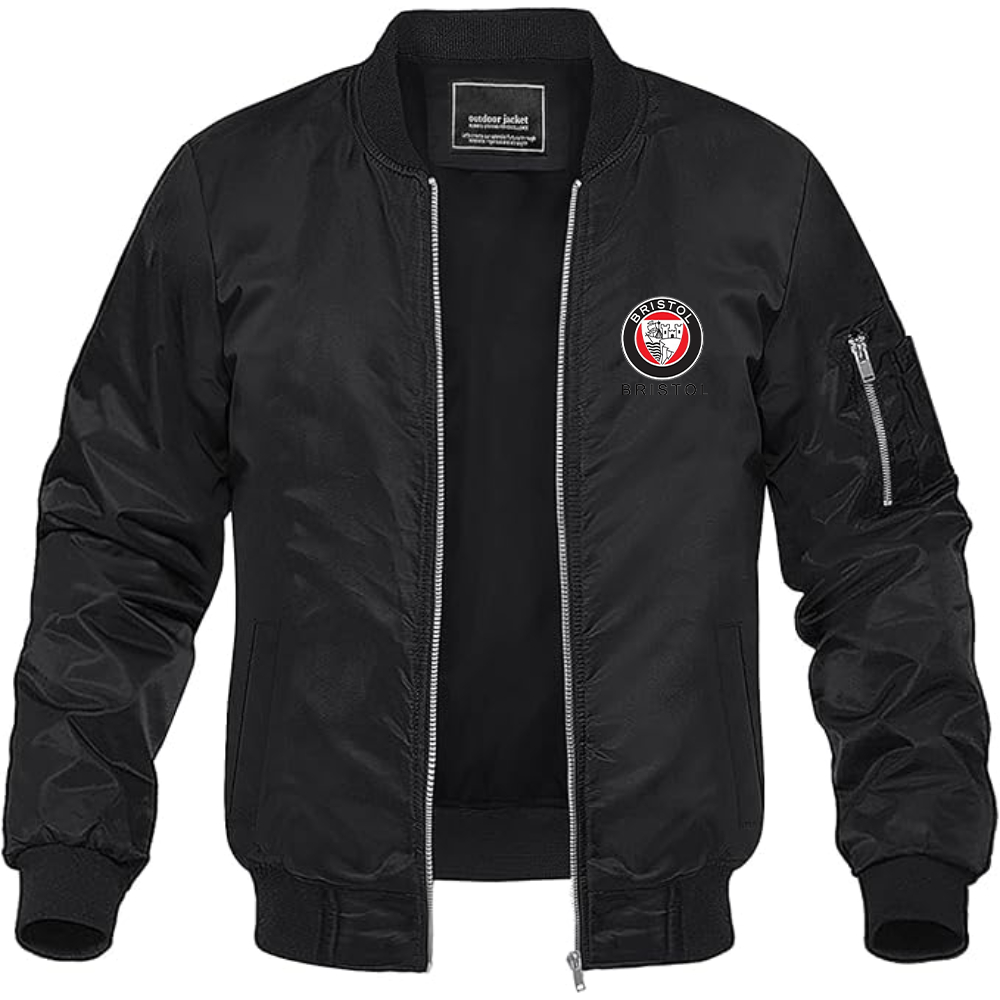 Men's Bristol Logo Lightweight Bomber Jacket Windbreaker Softshell Varsity Jacket Coat