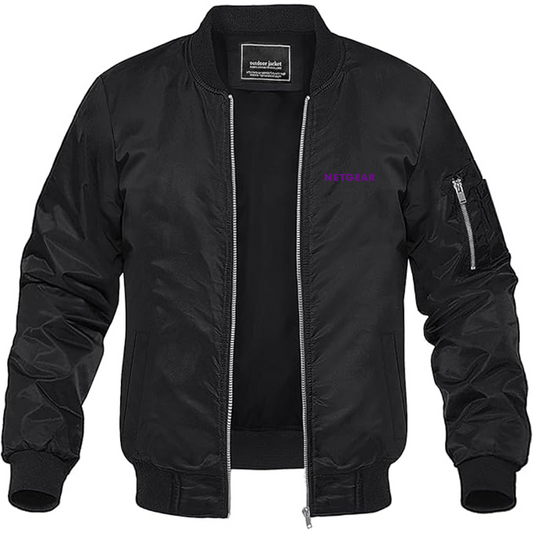 Men's Netgear Logo Lightweight Bomber Jacket Windbreaker Softshell Varsity Jacket Coat