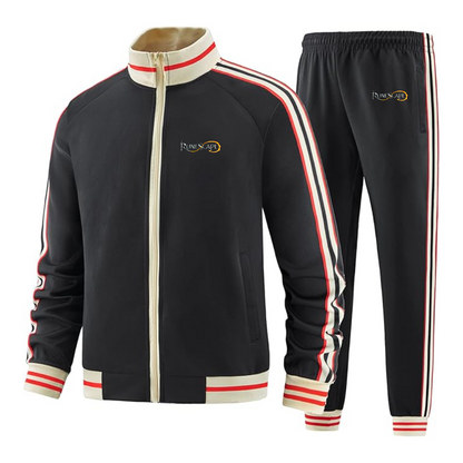 Men's Runescape Logo  Tracksuit with Bold Striped Accents and Zippered Front Athletic Wear