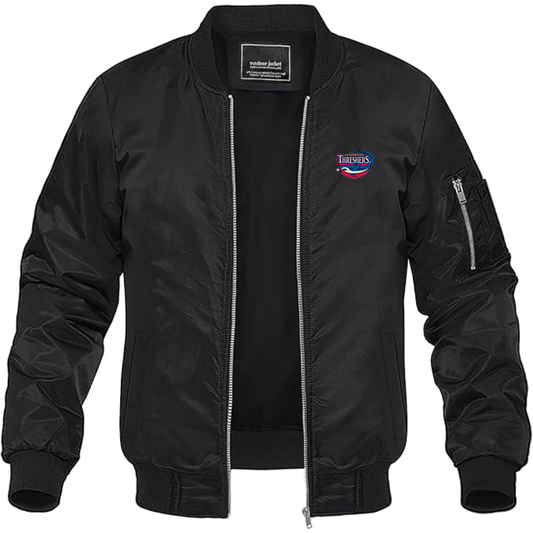 Men's Clearwater Threshers Logo Lightweight Bomber Jacket Windbreaker Softshell Varsity Jacket Coat