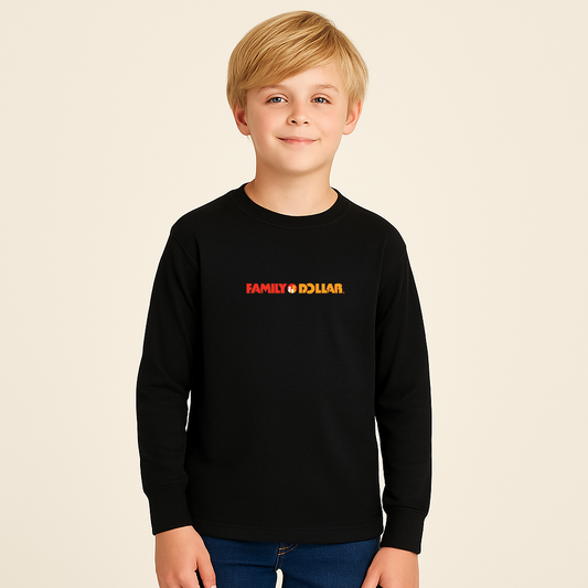 Youth Family Dollar Logo Cotton Long Sleeve T-Shirt
