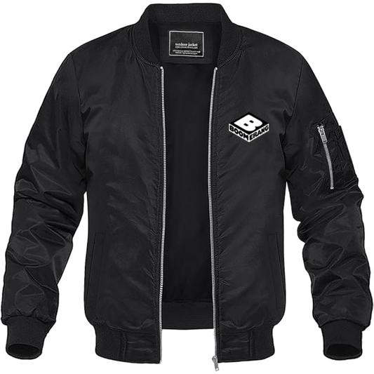 Men's Boomerang Logo Lightweight Bomber Jacket Windbreaker Softshell Varsity Jacket Coat
