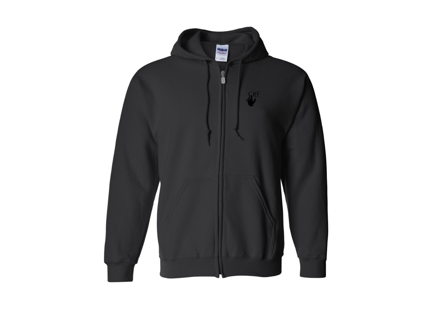 Men's Off-White Hand Gildan  Heavy Blend Full Zip Hooded Sweatshirt