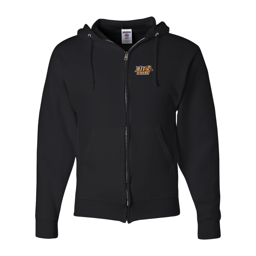 Men's RIT Tigers Logo JERZEES NuBlend Full-Zip Hooded Sweatshirt