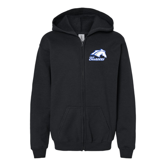 Gildan Heavy Blend Youth Alabama Huntsville Chargers Full Zip Hooded Sweatshirt