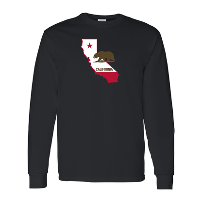 Men's  California Bear Map Gildan Heavy Cotton Long Sleeve T-Shirt