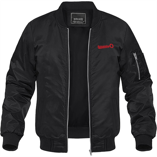 Men's ScreamingO Logo Lightweight Bomber Jacket Windbreaker Softshell Varsity Jacket Coat