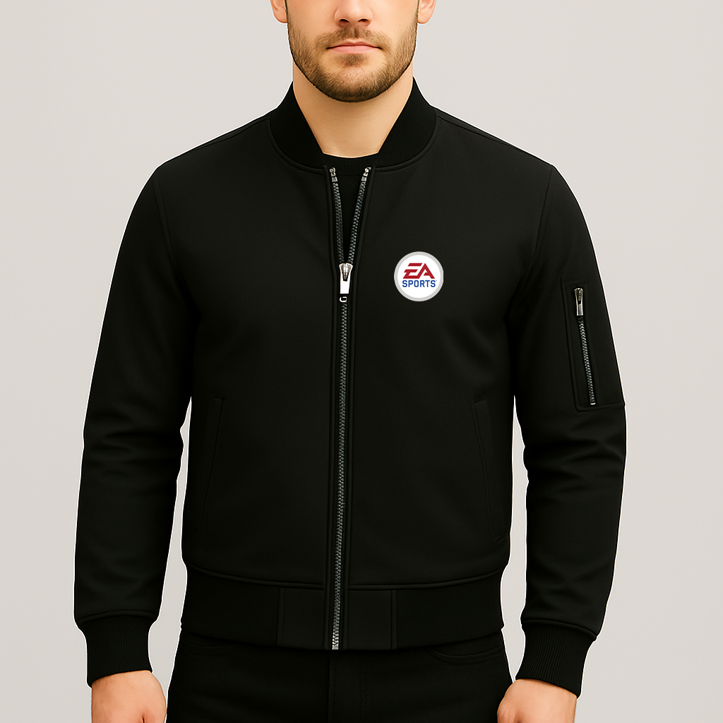 Men's EA SPORTS Logo Lightweight Bomber Jacket Windbreaker Softshell Varsity Jacket Coat