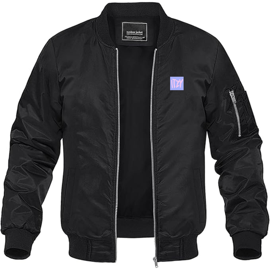 Men's  Itzy Logo Lightweight Bomber Jacket Windbreaker Softshell Varsity Jacket Coat