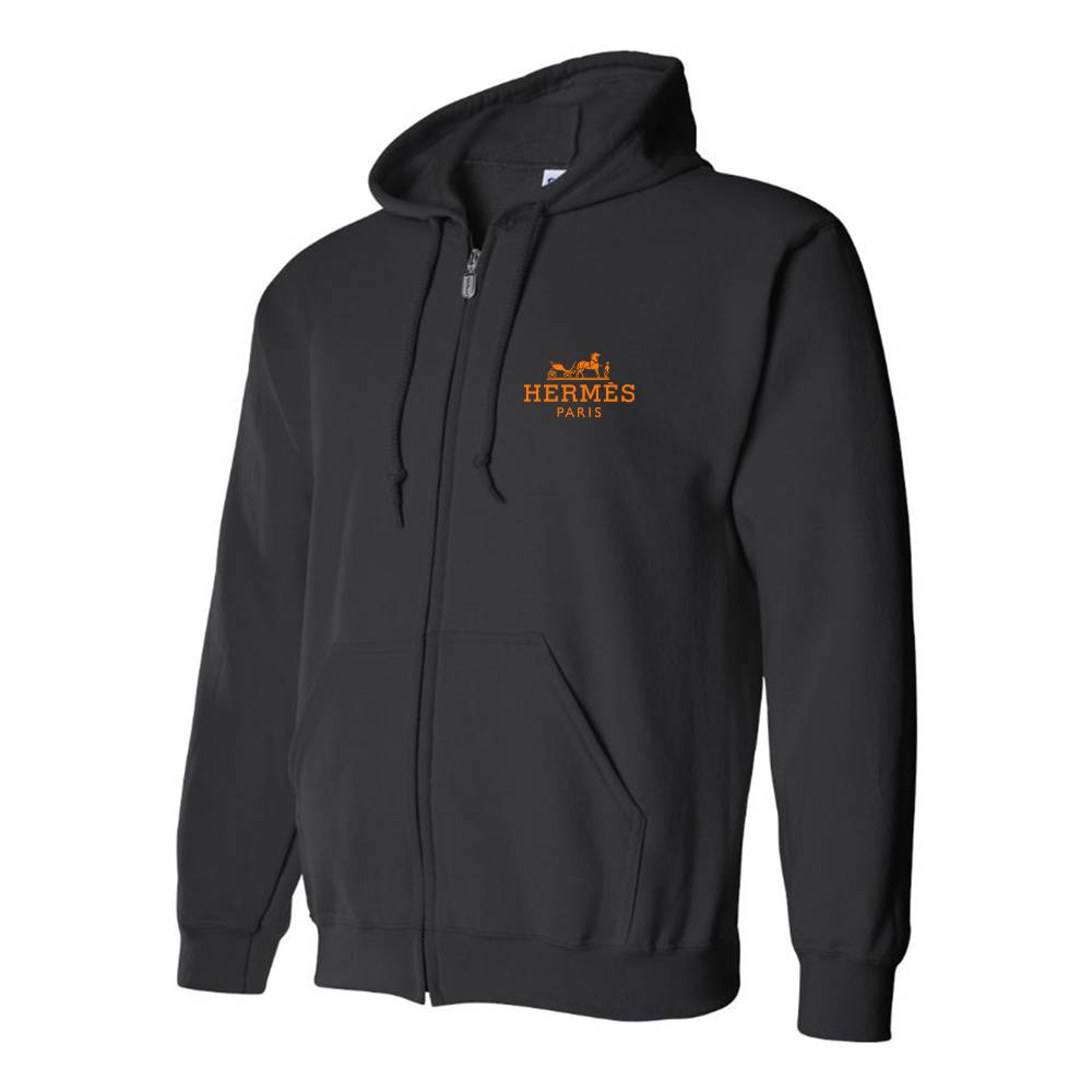 Men's Hermès Logo Zipper Hoodie