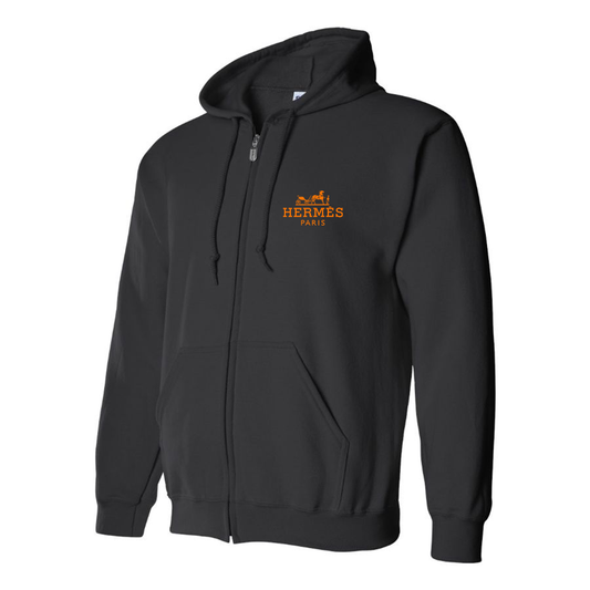 Men's Hermès Logo Zipper Hoodie