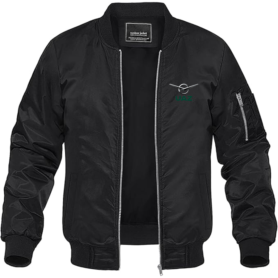 Men's UAZ Logo Lightweight Bomber Jacket Windbreaker Softshell Varsity Jacket Coat