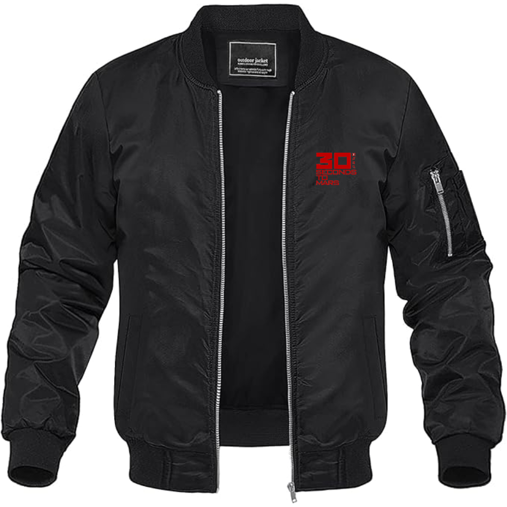 Men's 30 Seconds To Mars Logo Lightweight Bomber Jacket Windbreaker Softshell Varsity Jacket Coat