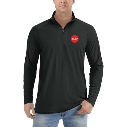 Men's Air Asia Logo Lightweight Quarter-Zip Athletic Shirt Long Sleeve Performance Wear