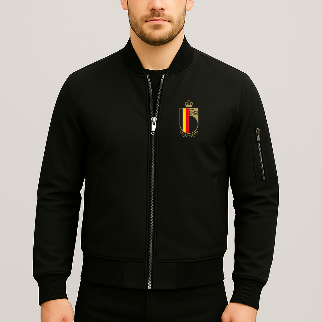 Men's Belgium National Soccer Team Lightweight Bomber Jacket - Black
